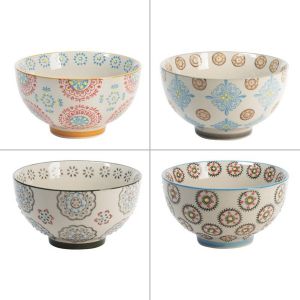 Table passion Coffret de 4 bols décors assortis bohème 14 cm