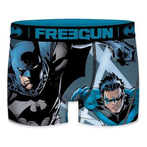 Freegun Boxer Homme DC Comics, Caleçon Homme Batman, Robin, Stretch et Doux, Bleu, Noir, Gris, Taille M