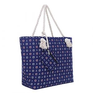Sac de Plage Gros avec Fermeture à glissière 58 x 38 x 18 cm Style marinière Bleu