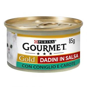 Gourmet Purina Gold Dadini in Salsa Nourriture pour Chats avec Lapins et carotes, 24 Latex de 85 g