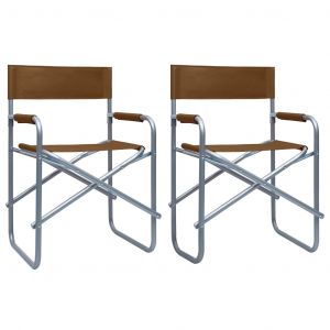 Image de VidaXL Chaises de metteur en scène 2 pcs Acier Marron