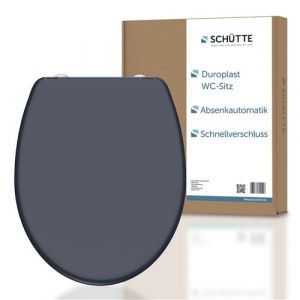 Schütte ANTHRAZIT Siège WC avec abaissement automatique, couvercle avec fermeture rapide pour un nettoyage facile, en plastique thermodurcissable (charge max. 150 kg)