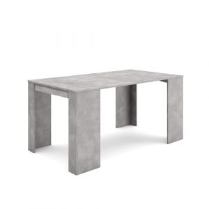 Skraut Home | Table Console Extensible | Console Meuble | 160 | pour 8 Personnes | Table à Manger | Style Moderne | Ciment