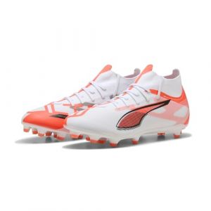 Puma Mixte Ultra 5 Match+ FG/AG Chaussure de Football, White Black-Glowing Red, 39 EU