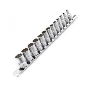 wiltec Jeu de douilles 13 pièces 1/4' (6,35mm) Profil externe à dents multiples Carré interne