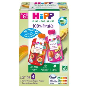 HiPP 100% Fruits - Gourdes 2 variétés A dès 6 mois - 4x90g