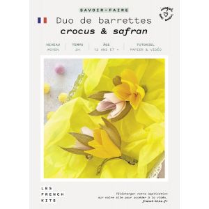 Coffret DIY papier - 2 Barrettes Fleurs jaune et rose