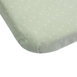 Trois Kilos Sept Lot de 2 Draps Housses Berceau - Doux et Respirant - Bord Élastiqué - Certifié Oeko-TEX Standard 100-100% Coton - 50x83 cm - Motif Graphiques Vert Olive