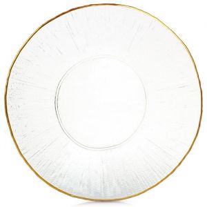 Assiette Plate en Verre - VILDE - 30 cm - Finition Dorée - Design Élégant