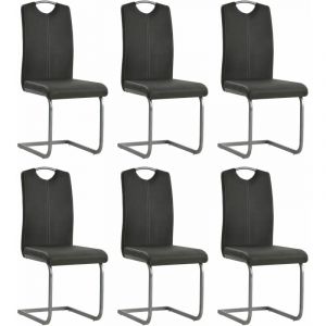 Décoshop26 Lot de 6 chaises de salle à manger cuisine cantilever style moderne en similicuir gris CDS022280