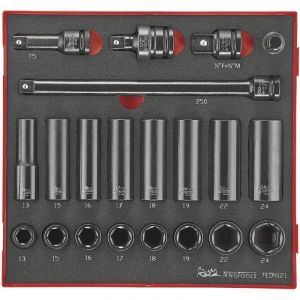 Image de Jeu de douilles &agrave; choc Foam2 tray 1/2 13- 24mm 21 pi&egrave;ces Teng Tools TED9121