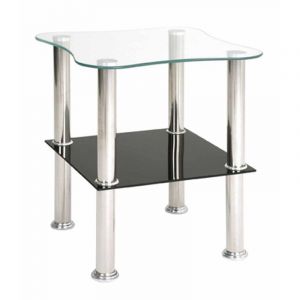 Haku Möbel 33510 Table B e d'Ap Tôle Inox/Verre Trempé Optique Inox/Noir