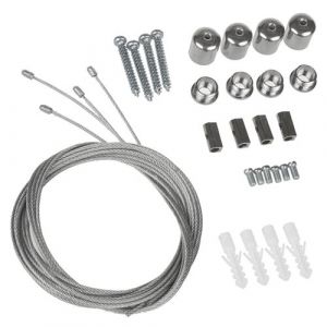 Maclean Un jeu de cordes pour le montage des panneaux de plafond LED Energy MCE541 - le kit s'adapte aux panneaux de 595x595mm et 1195x295mm, longueur 1m