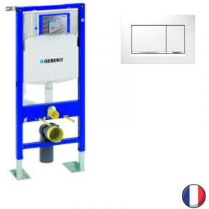 Geberit Bati support wc Duofix autoportant, sigma 112 cm + Plaque de commande, blanc, chromé brillant, Collection Sigma30
