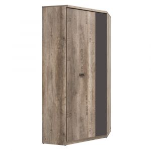 SANS Armoire d'angle 2 portes Abel Bois et Gris