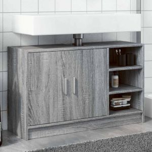 VidaXL Armoire d'évier sonoma gris 90x29x55 cm bois d'ingénierie, armoire de salle de bain, armoire de rangement salle de bain, meuble lavabo de salle de bain