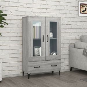 Image de VidaXL Buffet de 70 cm en bois et verre trempé en gris sonoma Vida XL