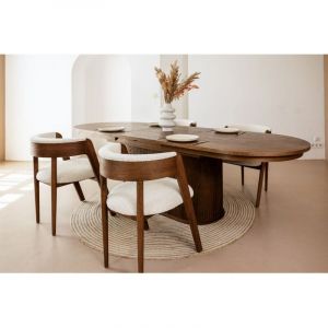 Bobochic Table à manger extensible 210 à 270 cm MALMOUSQUE placage chêne massif