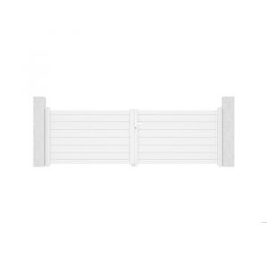 Lot Portail battant et Portillon - Casanoov - EIGER - 35m H.114cm / Portillon 1m H.114cm - Blanc - Aluminium