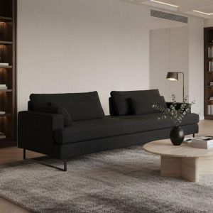 Canapé convertible 3 places Bangkok Velours côtelé Noir