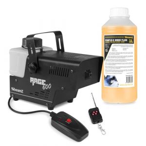 Beamz Machine &agrave; fum&eacute;e RAGE600W 600 Watts Pack avec liquide 1 L r&eacute;servoir 500 mL design unique