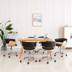 VidaXL Chaises Pivotantes de Salle &agrave; Manger Similicuir Noir 6 pcs Mod&egrave;le 2