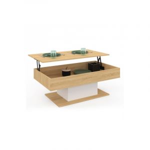 Idmarket Table Basse Plateau Relevable Eden Bois Et Blanc