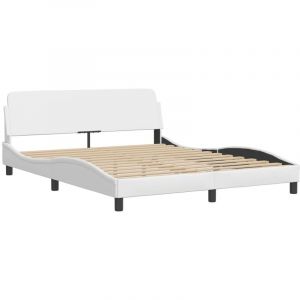 VidaXL Cadre de lit avec tête de lit Blanc 160x200 cm Similicuir