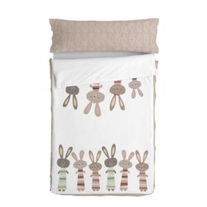 HappyFriday Housse de Couette avec garnissage Moshi Moshi Rabbit Family Multicolore 105 x 200 cm
