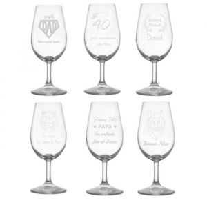 Verre à vin personnalisé 21cl (Lot de 6) - Verre vin gravure avec prénom, message, logo… [ Coffret vin verre a pied ]