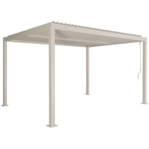 Pergola bioclimatique beige. aluminium et acier. 3x4m. lames orientables
