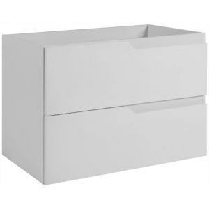 Furnidea - Meuble de salle de bain suspendu sous vasque MODERN blanc 80 cm - 2 tiroirs, fa&ccedil;ade lisse