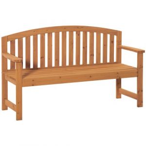 Outsunny Banc de jardin 3 places dim. 140L x 50l x 85H cm - assise, dossier arrondi à lattes - charge max. 320 Kg - bois sapin pré-huilé