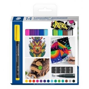 Staedtler Lumocolor Permanent 317 - Etui Carton 14 Feutres Permanents Pointe Moyenne 1 mm Assortis - 317 C14