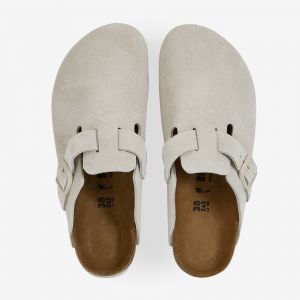 Birkenstock Sabots en cuir suédé Boston Blanc Mat - Taille 36;37;38;39;40