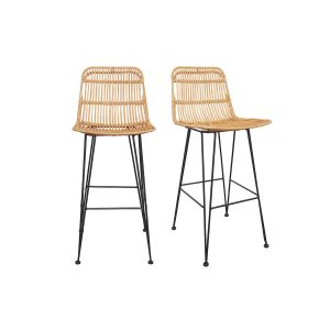 Miliboo Tabourets de bar en rotin naturel (lot de 2) MALACCA