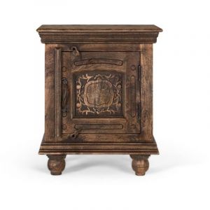 Giner Y Colomer - Table de chevet en bois de manguier massif avec une finition rustique