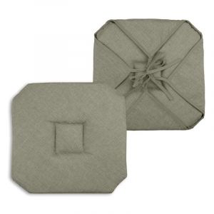 LOVELY CASA Coussin galette de chaise 4 rabats 40x40cm lichen chinee