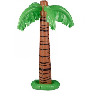 Relaxdays Bouée gonflable palmier, Palmier gonflable XXL piscine et plage, Palmier tropical géant à gonfler, vert-brun -