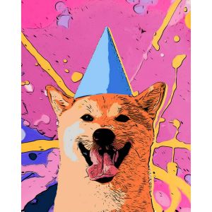 Peinture au num&eacute;ro : Chien souriant pop art - sans ch&acirc;ssis en bois