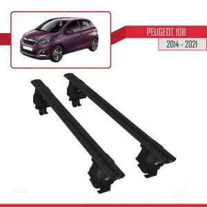 Barres de Toit - ACE-4 - Compatible Peugeot 108 - Aluminium - Noir - Charge < 300 kg