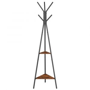 Portemanteau Sur Pieds, portant, style Industriel, avec 2 &Eacute;tag&egrave;res, marron Rustique