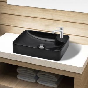 Image de VidaXL Lavabo à Trou pour Robinet Céramique Noir