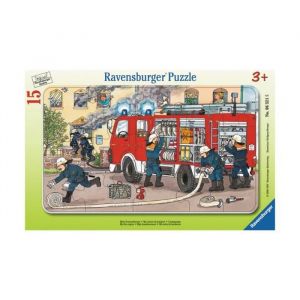 Ravensburger Puzzle Avec Cadre Les Pompiers Et Le Camion De Pompier Grand Echelle - 15 Pieces - Enfant