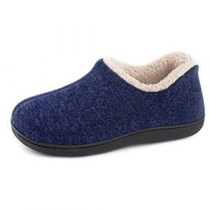 ULTRAIDEAS Chaussons Femme Hiver en Mousse à Mémoire Pantoufles Femmes Chaudes avec Doublure Laine Coton Mélangé Femme Semelle Antidérapante pour Intérieur et Extérieur, Royal Bleu, 37 EU