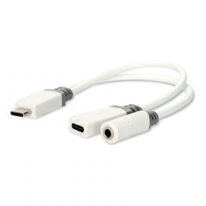 Nedis Adaptateur USB-C vers USB-C/Jack 3.5 mm (M/F) - 0.10 m - Blanc