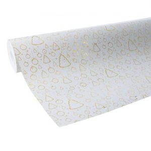 Image de Clairefontaine 211735C - Rouleau de papier cadeau Premium, 80 g/m², 50m x 0,70m, motif Sapins dorés sur fond blanc