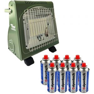 Chauffage à gaz portable 1.7KW Céramique + 8 Cartouches gaz Thermocouple ODS Intérieur et Extérieur ALPEN