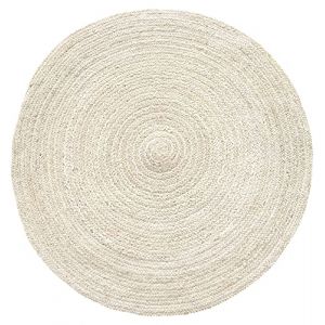 HAMID - Tapis Jute Naturel Ivoire Rond Alhambra, Tapis en Jute, Tapis Rond 100% Fibre de Jute, Tressé à la Main, Tapis pour Salon, Salle à Manger, Chambre, Couloirs, (100x100cm)