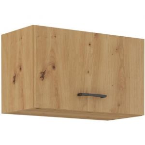 Meuble haut hotte - MODENA - 60 cm - Chene artisan et noir mat - CUISINIER